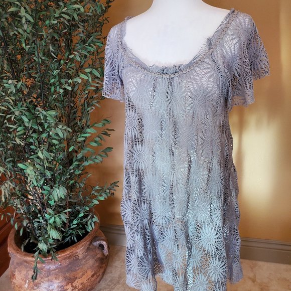 Purple Gray a'reve lace dress with bow - Picture 2 of 13